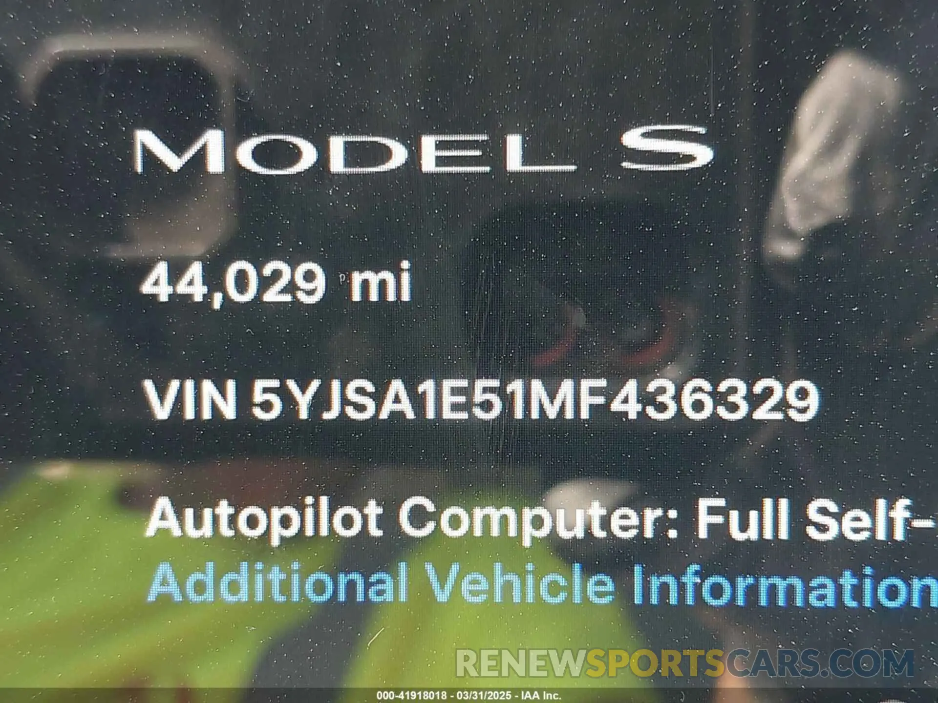 7 fotografías del automóvil dañado 5YJSA1E51MF436329 TESLA MODEL S 2021