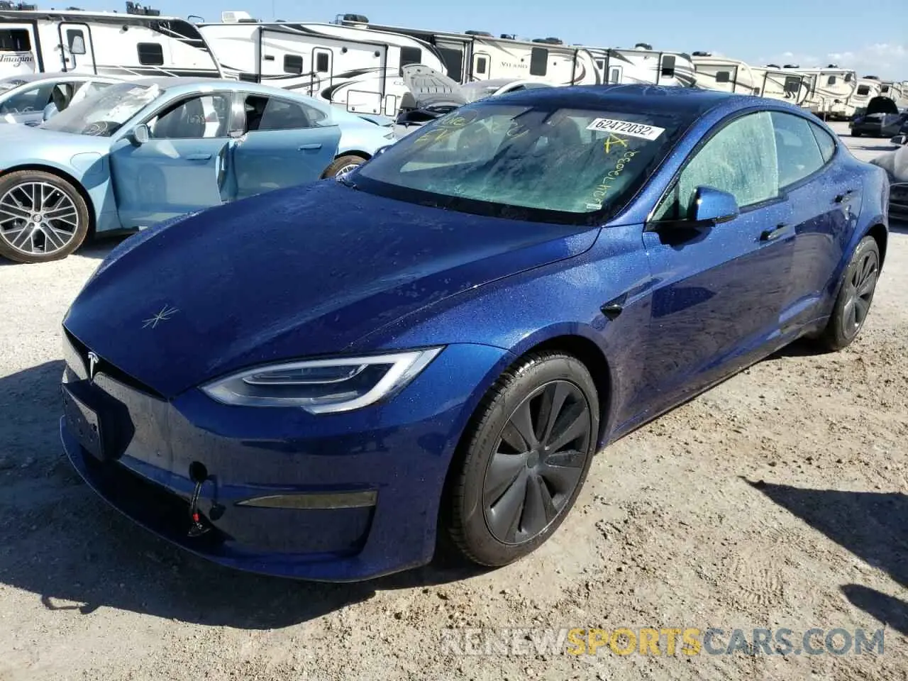 2 fotografías del automóvil dañado 5YJSA1E52MF454788 TESLA MODEL S 2021