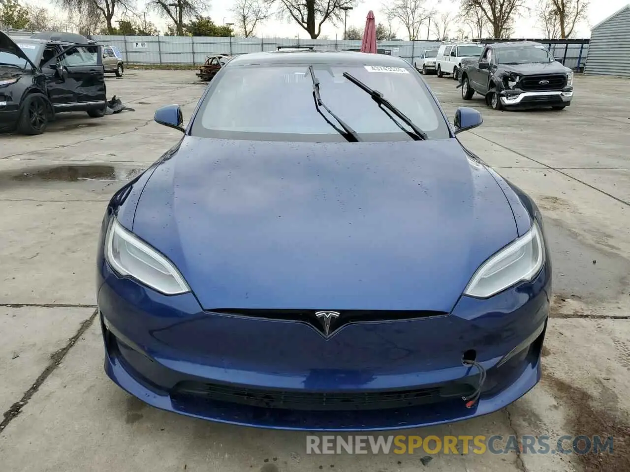 5 fotografías del automóvil dañado 5YJSA1E53MF443685 TESLA MODEL S 2021