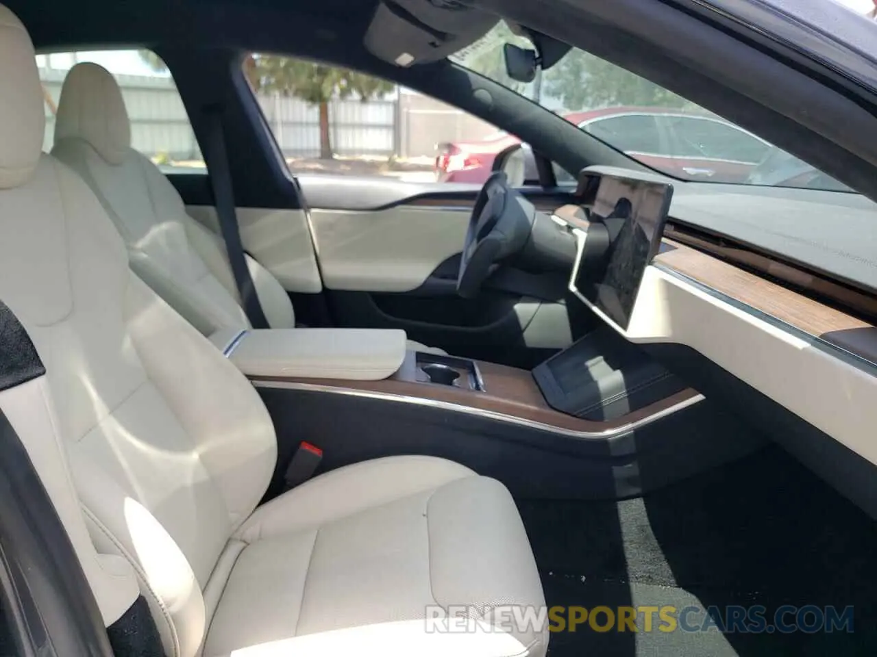 5 fotografías del automóvil dañado 5YJSA1E55MF428430 TESLA MODEL S 2021