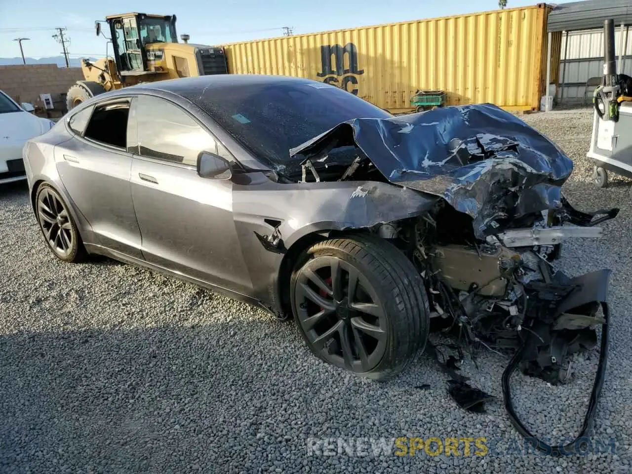 4 fotografías del automóvil dañado 5YJSA1E55MF435863 TESLA MODEL S 2021