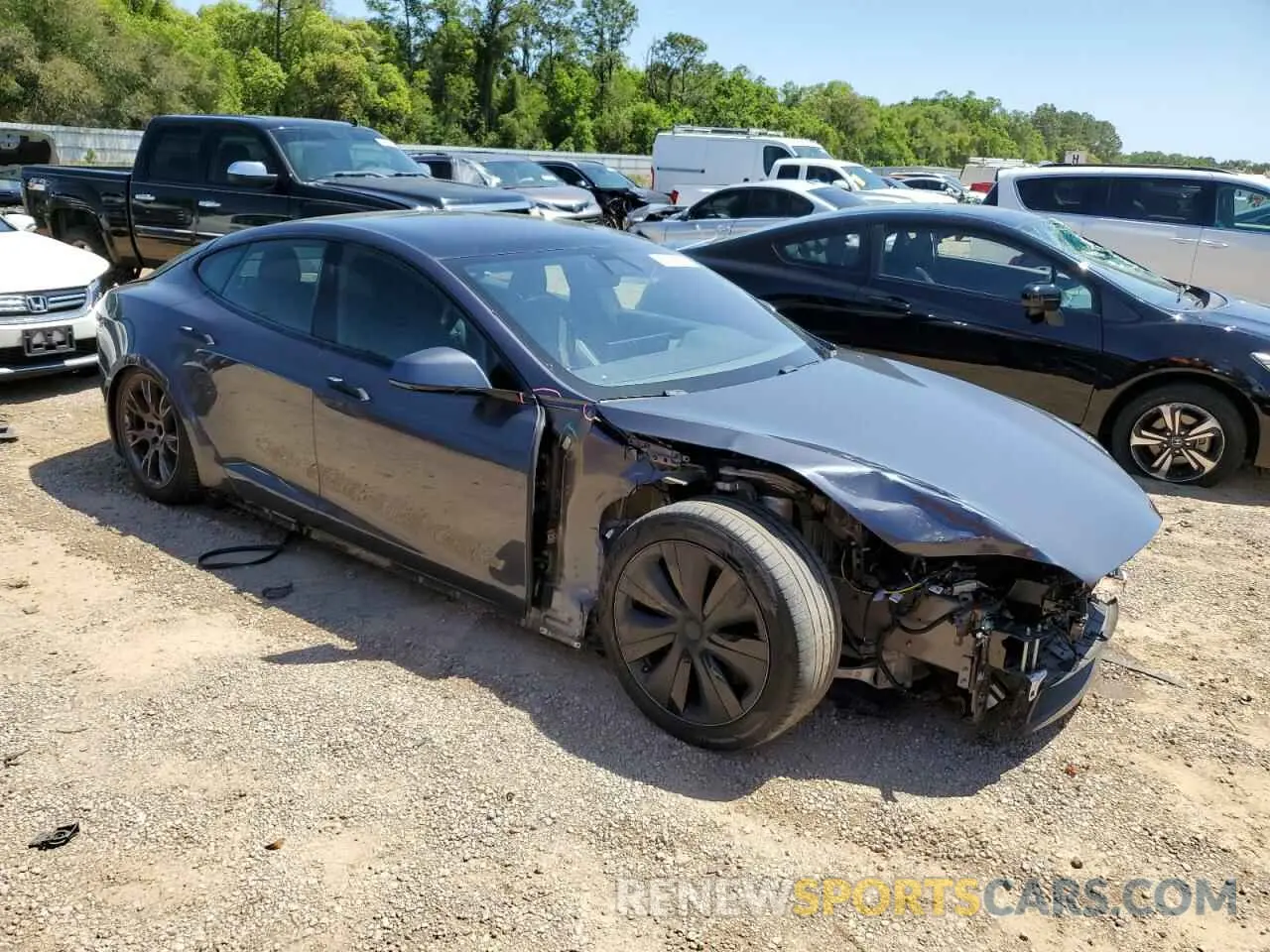 4 fotografías del automóvil dañado 5YJSA1E56MF456558 TESLA MODEL S 2021