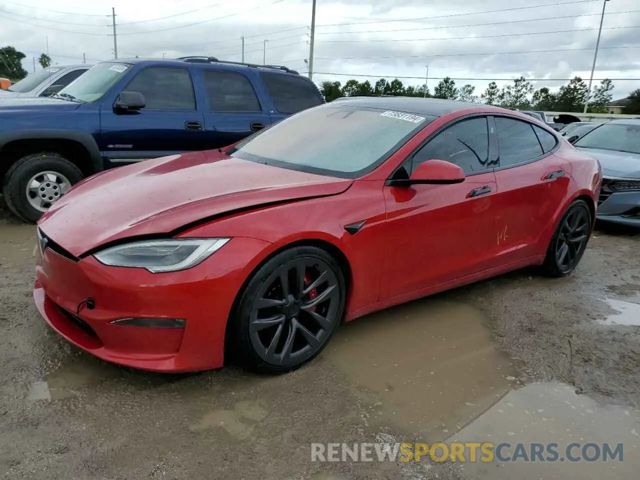 1 fotografías del automóvil dañado 5YJSA1E57MF435363 TESLA MODEL S 2021