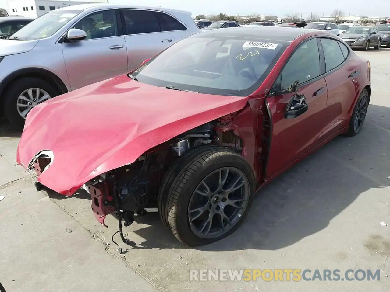 2 fotografías del automóvil dañado 5YJSA1E5XMF456546 TESLA MODEL S 2021