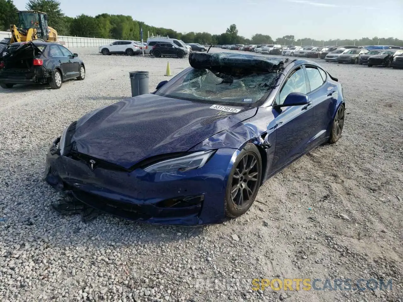 2 fotografías del automóvil dañado 5YJSA1E60MF449677 TESLA MODEL S 2021