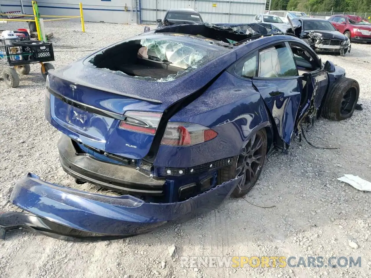 4 fotografías del automóvil dañado 5YJSA1E60MF449677 TESLA MODEL S 2021