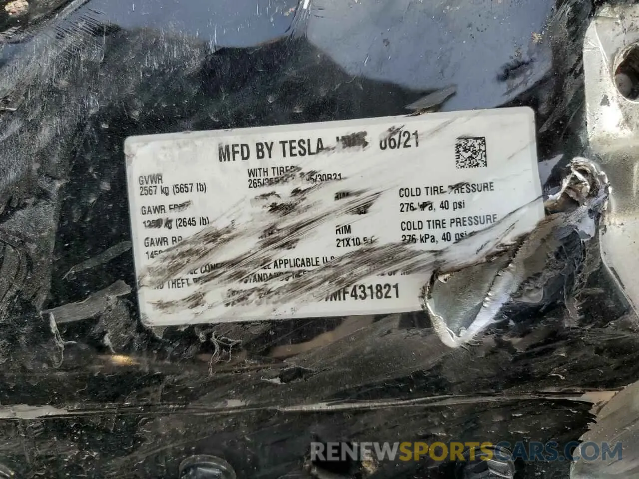 12 fotografías del automóvil dañado 5YJSA1E61MF431821 TESLA MODEL S 2021