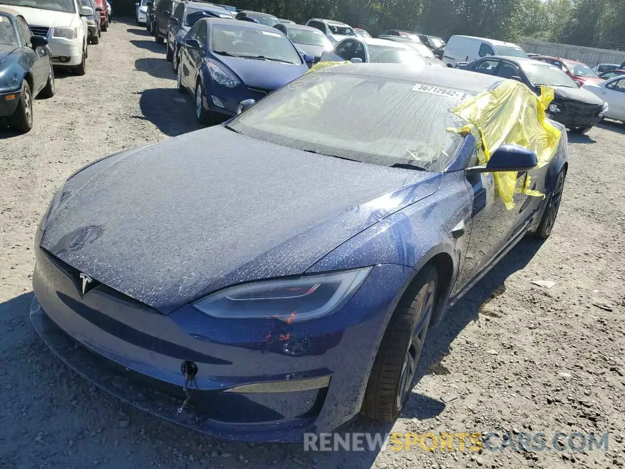 2 fotografías del automóvil dañado 5YJSA1E62MF438566 TESLA MODEL S 2021