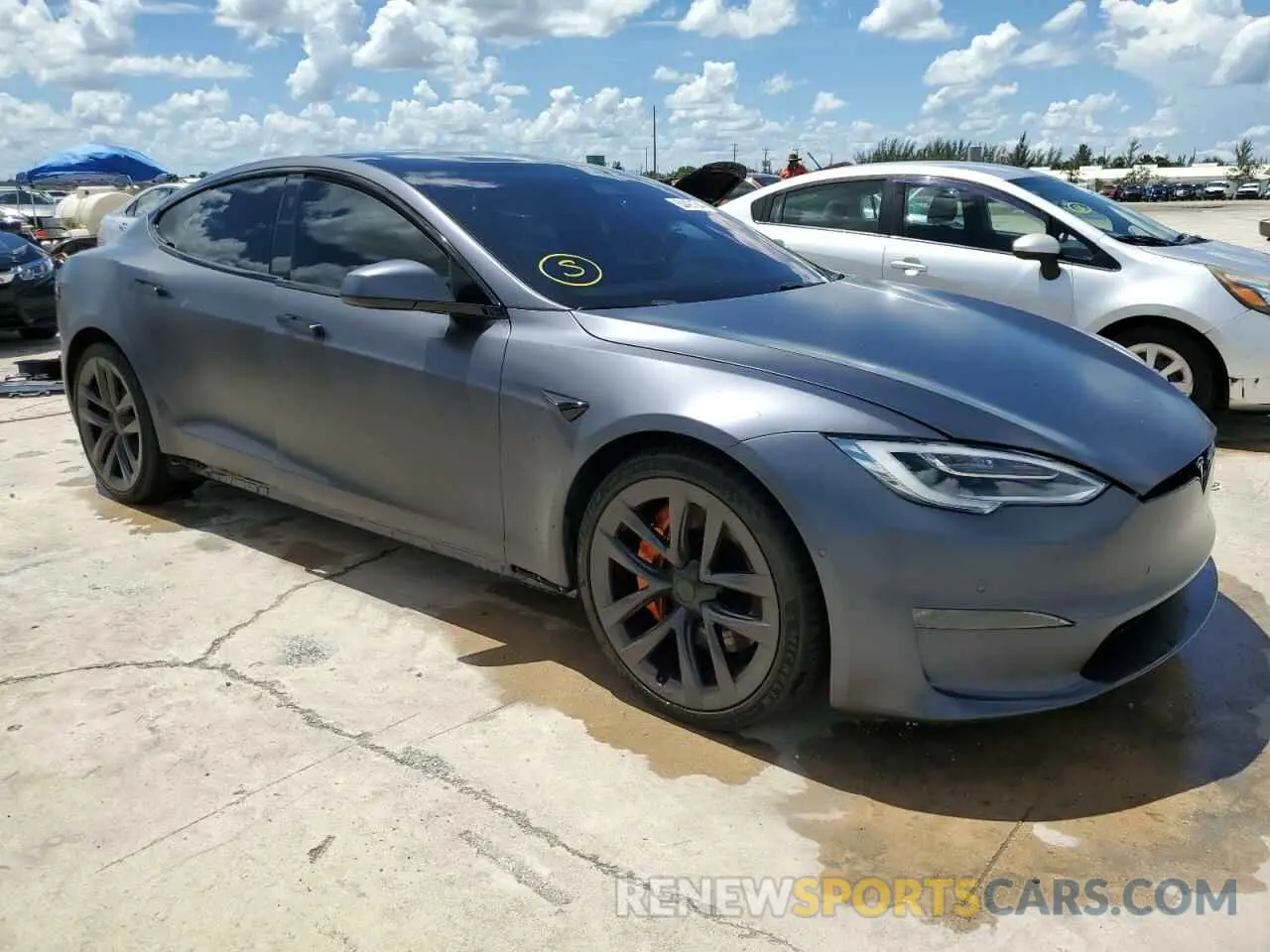 4 fotografías del automóvil dañado 5YJSA1E62MF451799 TESLA MODEL S 2021