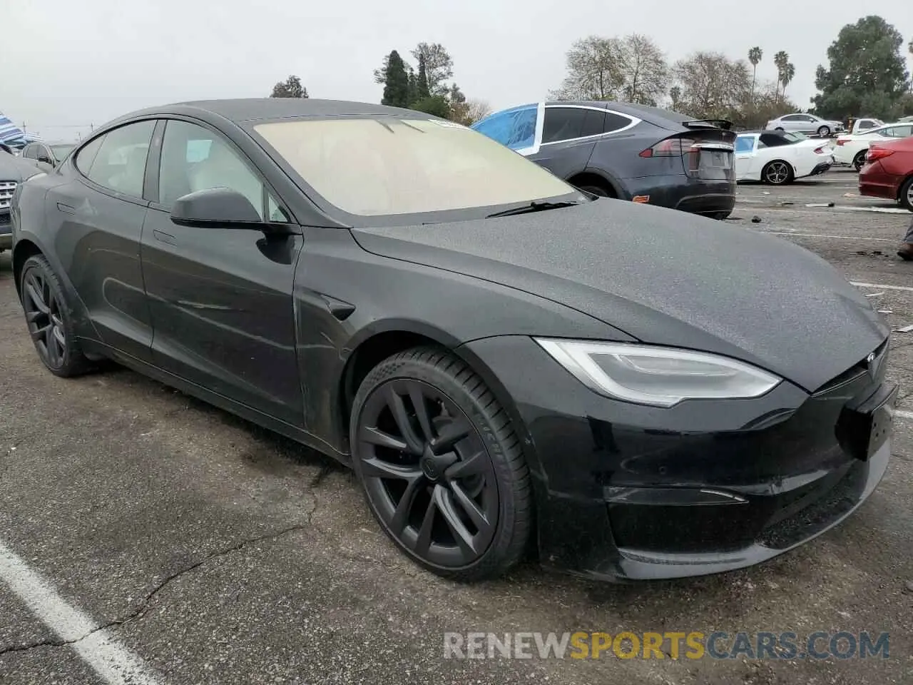 4 fotografías del automóvil dañado 5YJSA1E63MF433361 TESLA MODEL S 2021