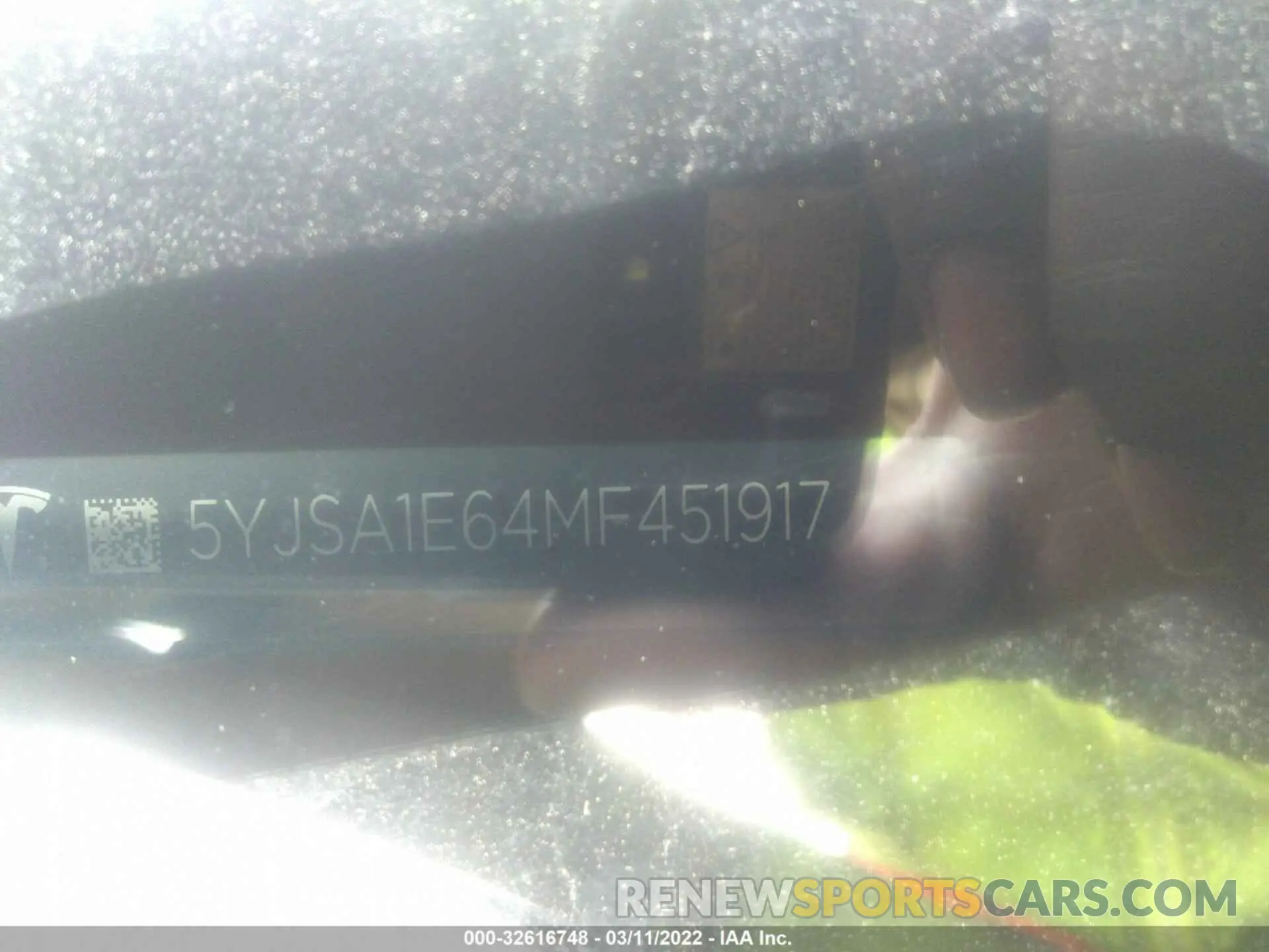 9 fotografías del automóvil dañado 5YJSA1E64MF451917 TESLA MODEL S 2021