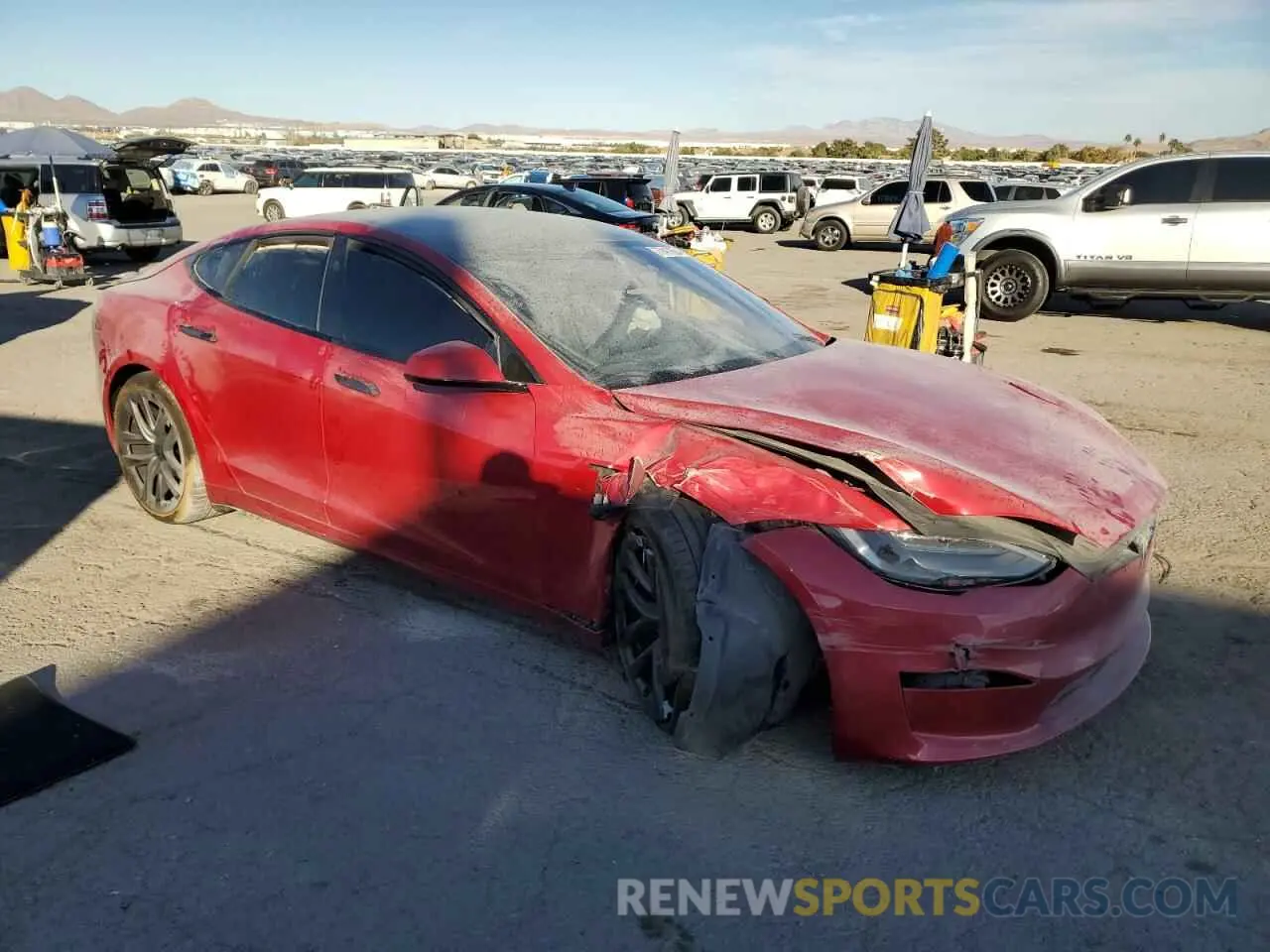 4 fotografías del automóvil dañado 5YJSA1E65MF435922 TESLA MODEL S 2021