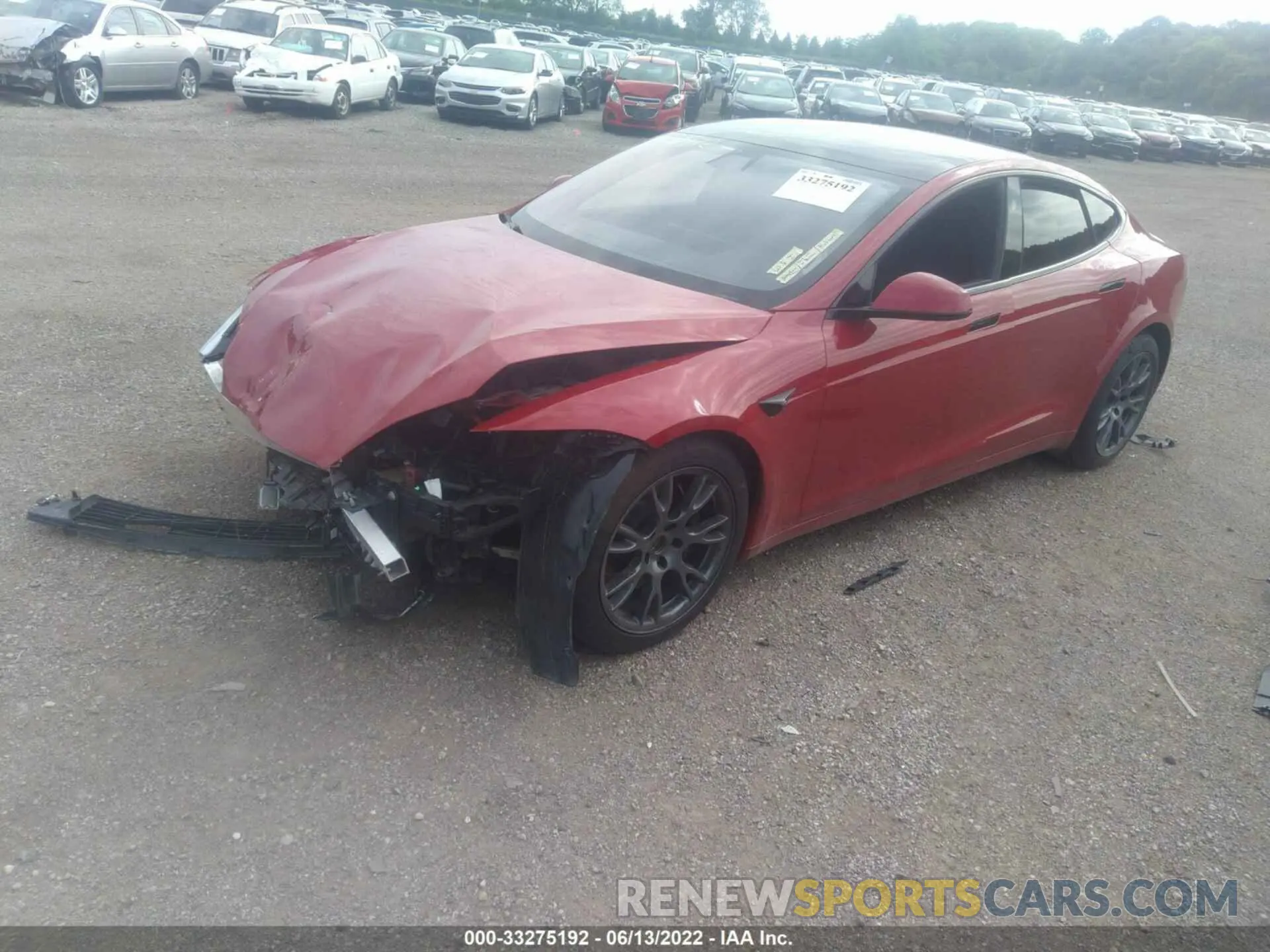 2 fotografías del automóvil dañado 5YJSA1E65MF442417 TESLA MODEL S 2021