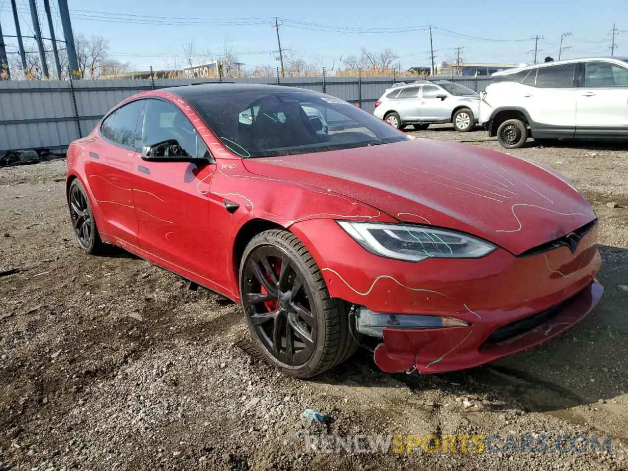 4 fotografías del automóvil dañado 5YJSA1E66MF435931 TESLA MODEL S 2021