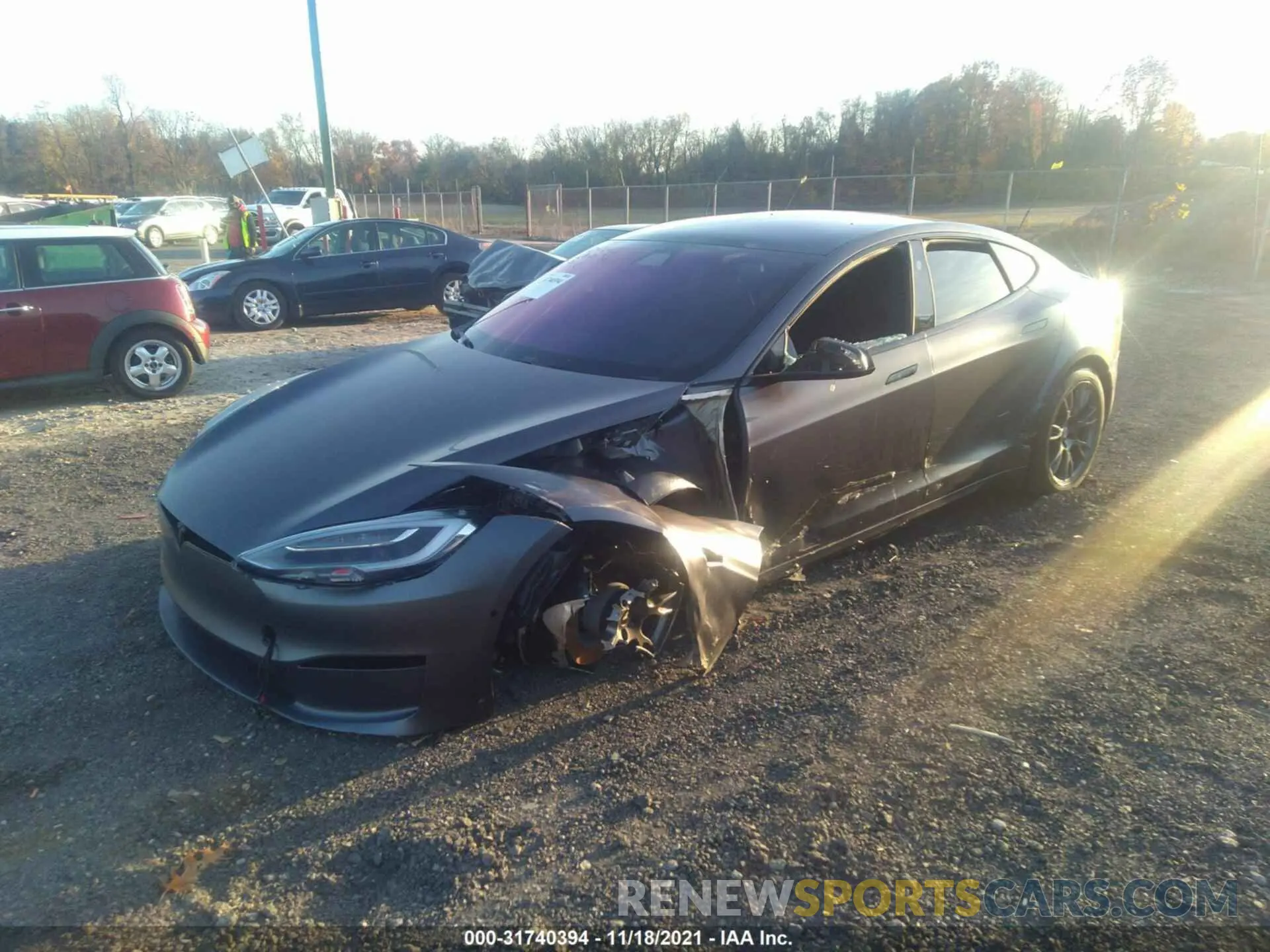 2 fotografías del automóvil dañado 5YJSA1E66MF441213 TESLA MODEL S 2021