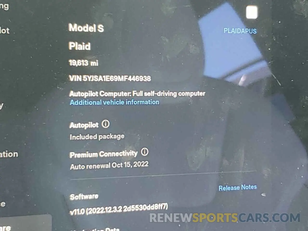 8 fotografías del automóvil dañado 5YJSA1E69MF446938 TESLA MODEL S 2021