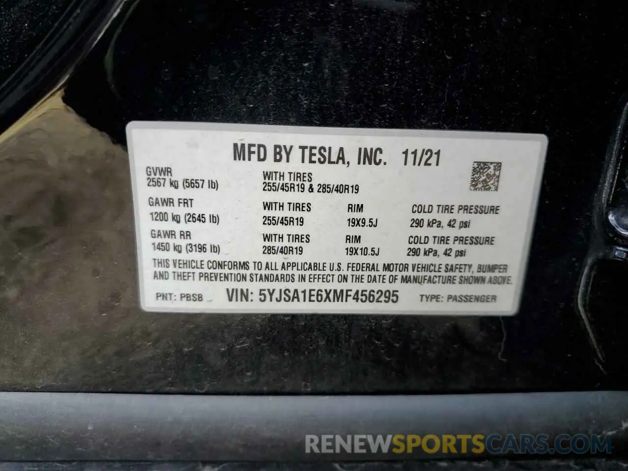13 fotografías del automóvil dañado 5YJSA1E6XMF456295 TESLA MODEL S 2021