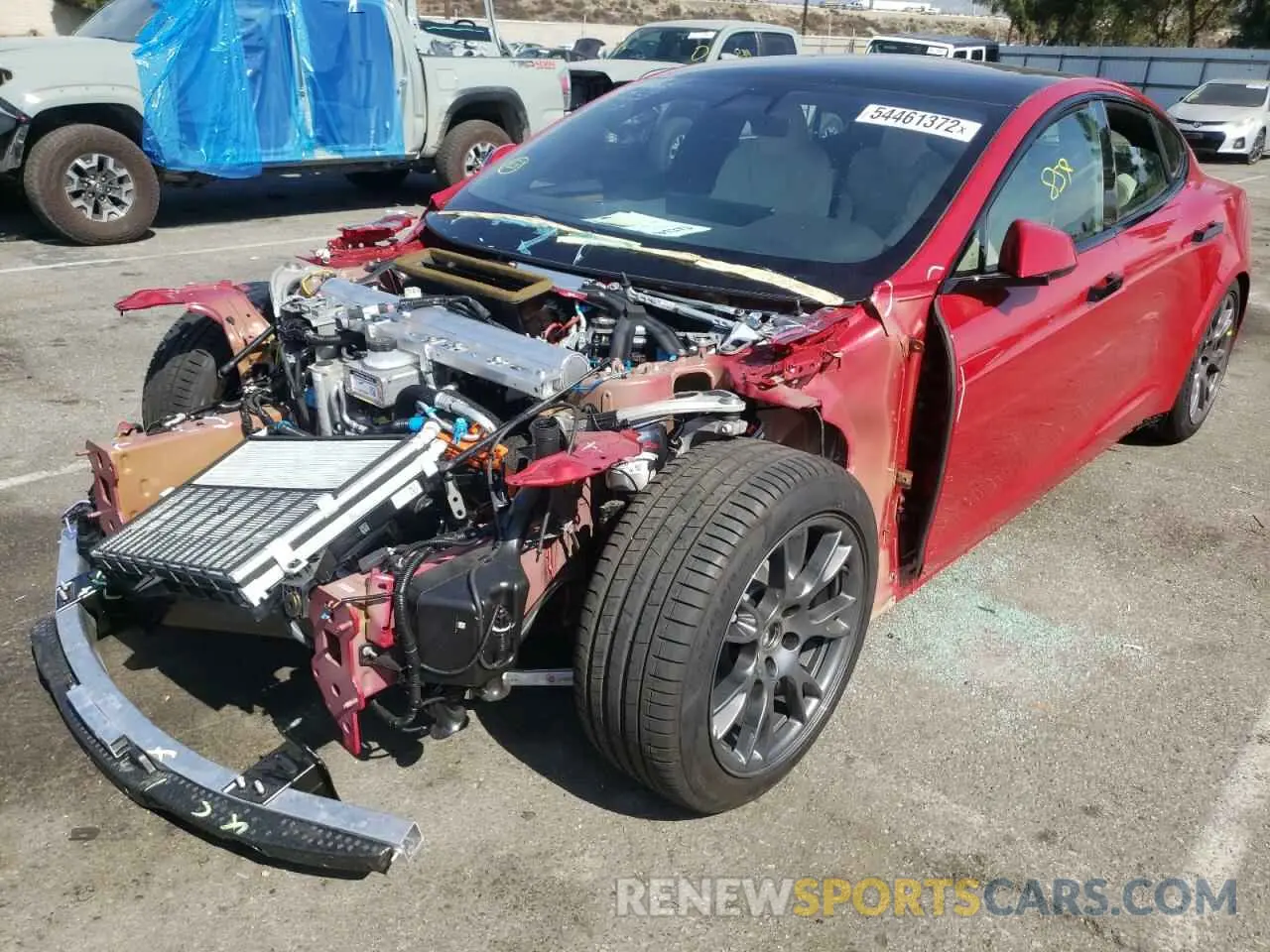 2 fotografías del automóvil dañado 5YJSA1E51NF469722 TESLA MODEL S 2022