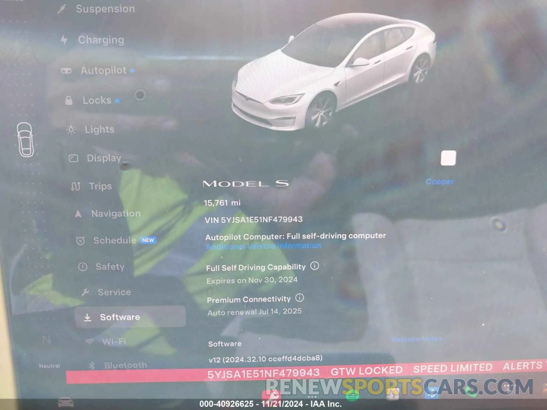 15 fotografías del automóvil dañado 5YJSA1E51NF479943 TESLA MODEL S 2022