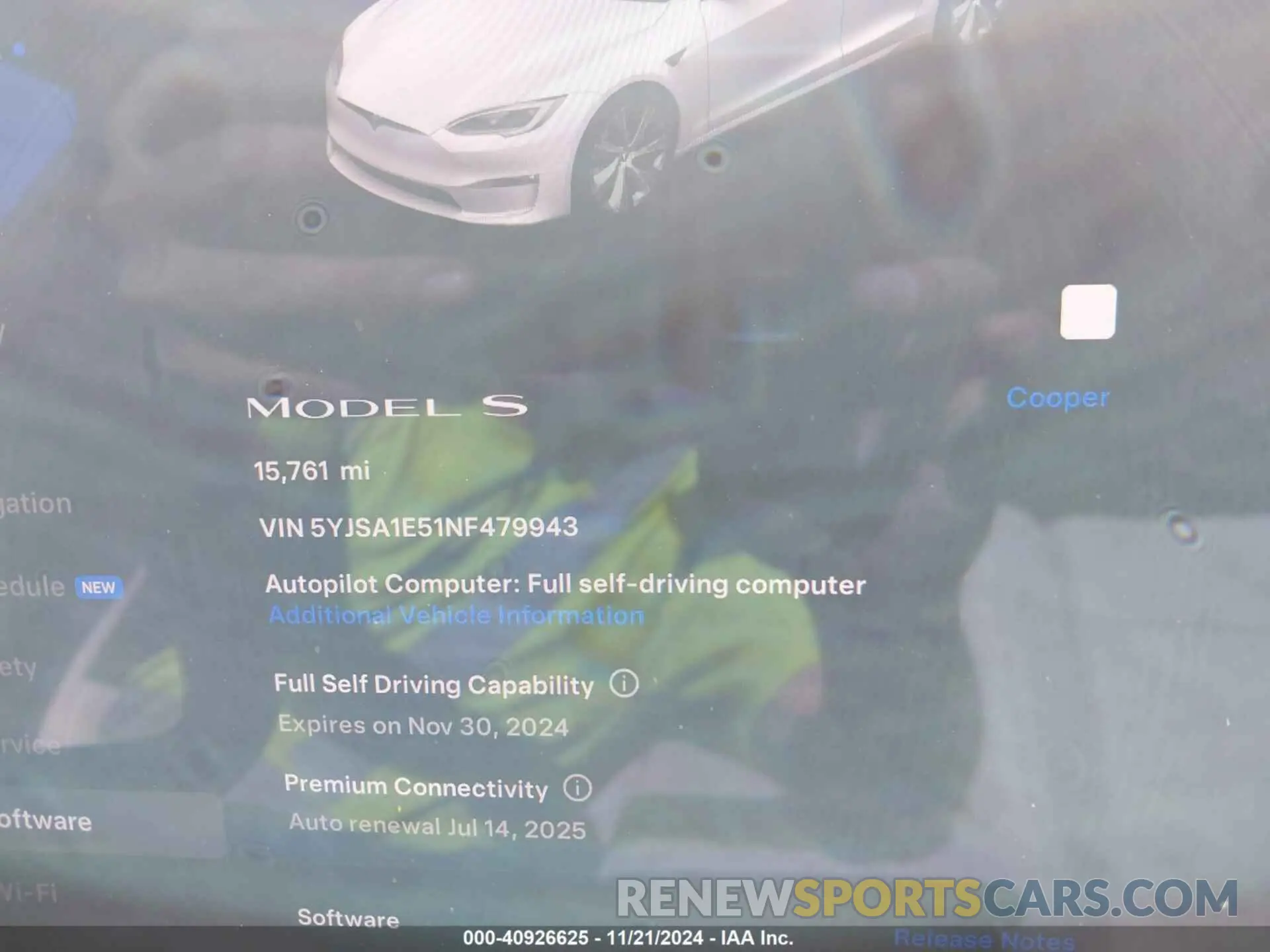 7 fotografías del automóvil dañado 5YJSA1E51NF479943 TESLA MODEL S 2022