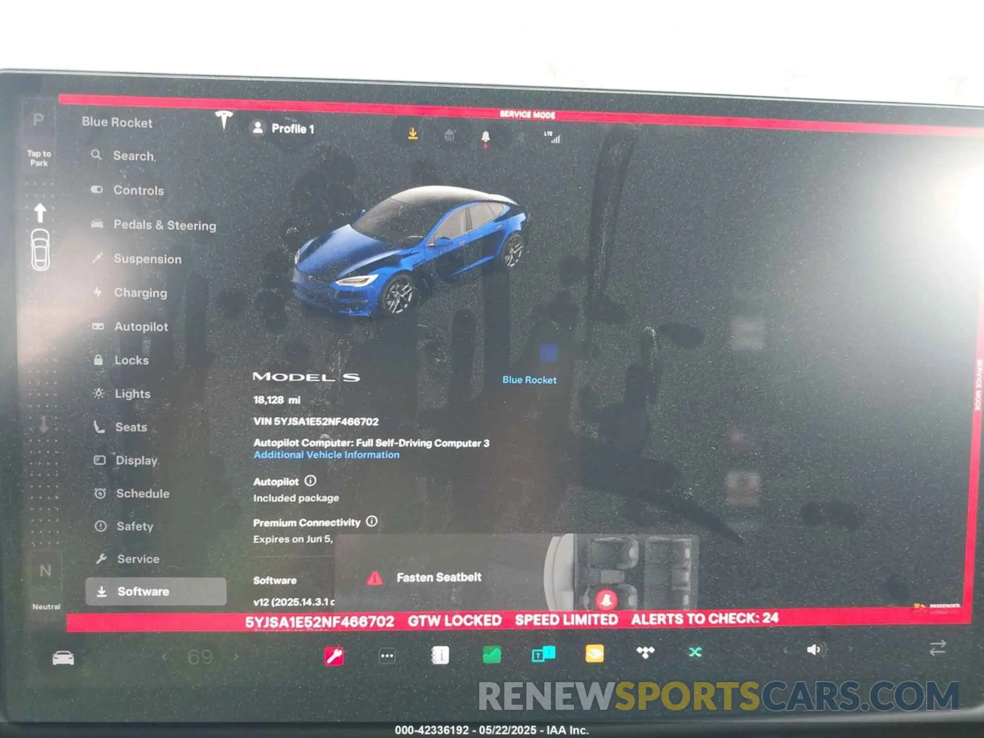 7 fotografías del automóvil dañado 5YJSA1E52NF466702 TESLA MODEL S 2022