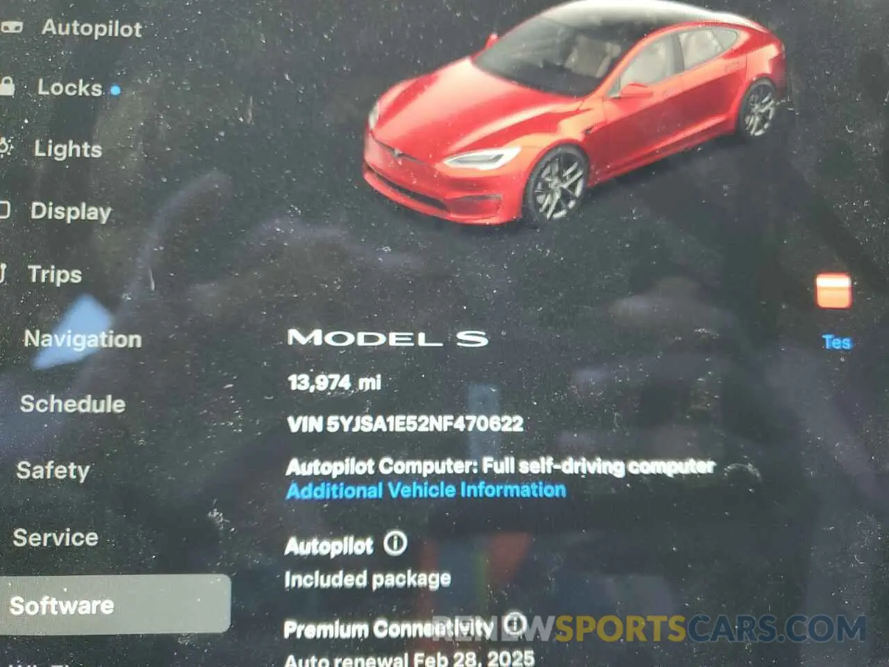 9 fotografías del automóvil dañado 5YJSA1E52NF470622 TESLA MODEL S 2022