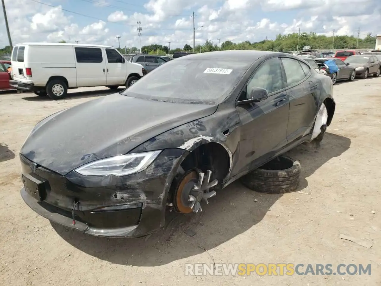 2 fotografías del automóvil dañado 5YJSA1E53NF461136 TESLA MODEL S 2022