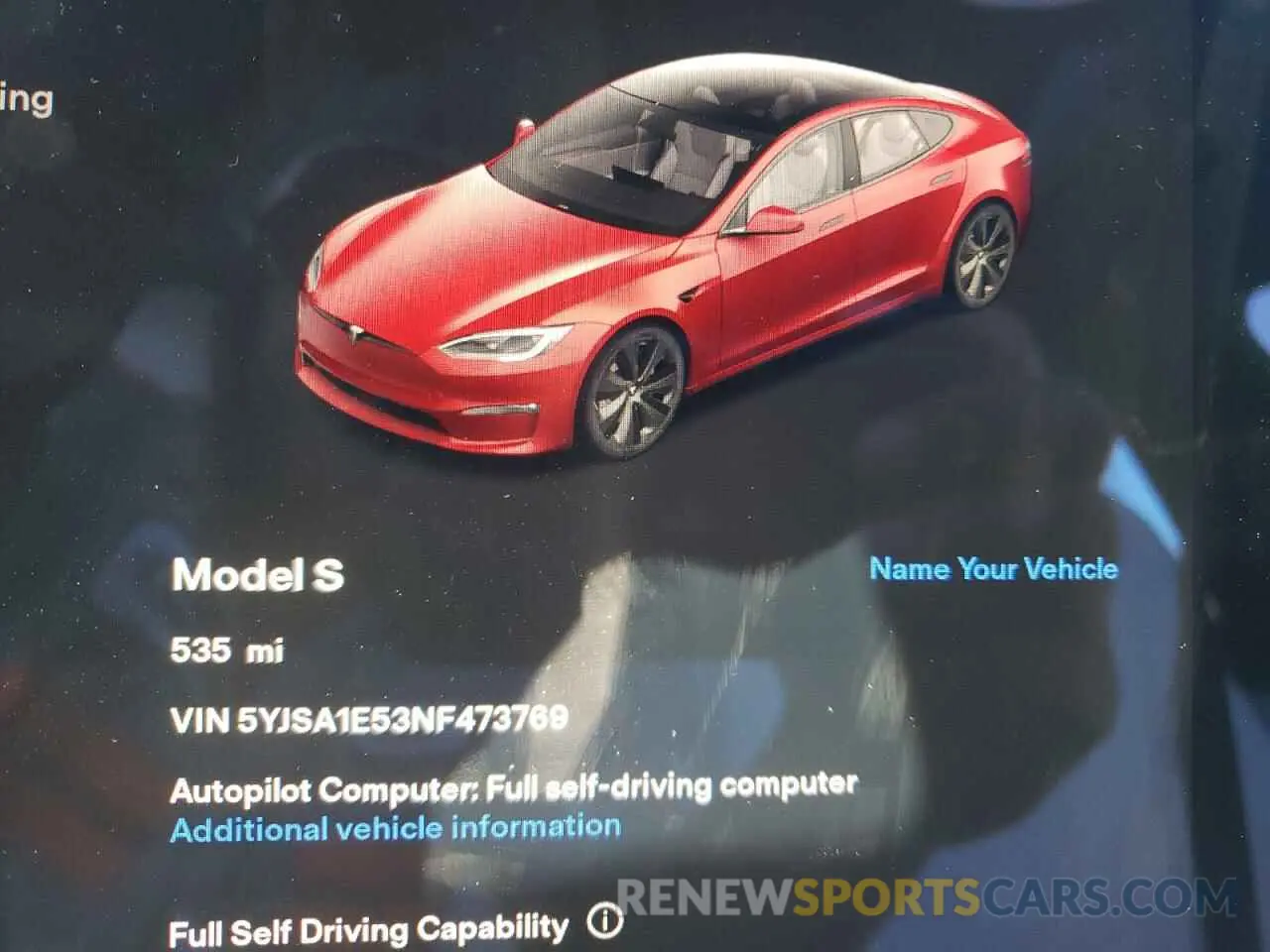 8 fotografías del automóvil dañado 5YJSA1E53NF473769 TESLA MODEL S 2022