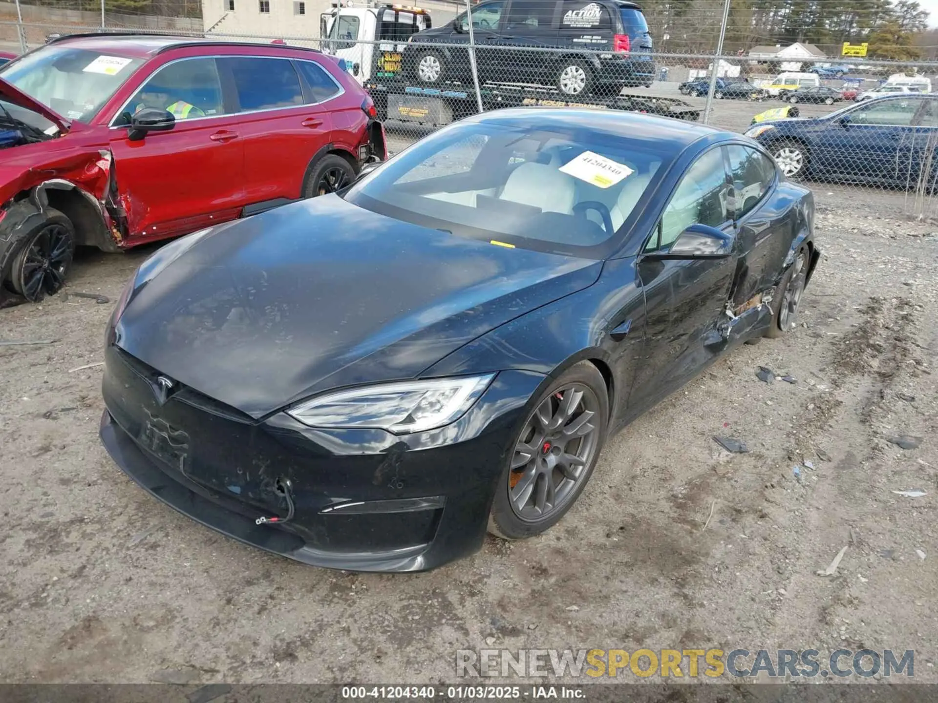 2 fotografías del automóvil dañado 5YJSA1E54NF476793 TESLA MODEL S 2022