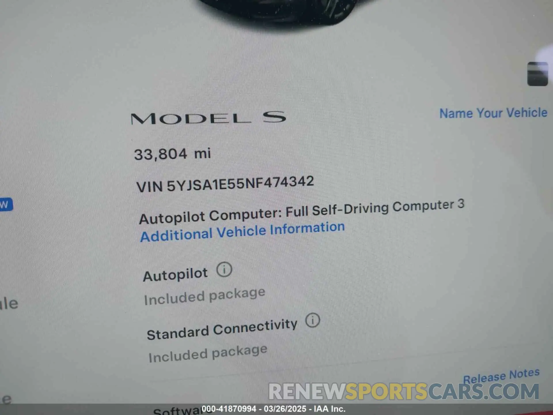 7 fotografías del automóvil dañado 5YJSA1E55NF474342 TESLA MODEL S 2022