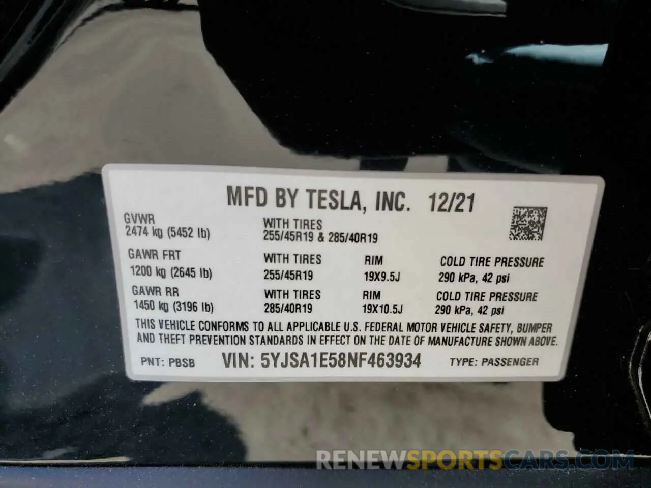 14 fotografías del automóvil dañado 5YJSA1E58NF463934 TESLA MODEL S 2022