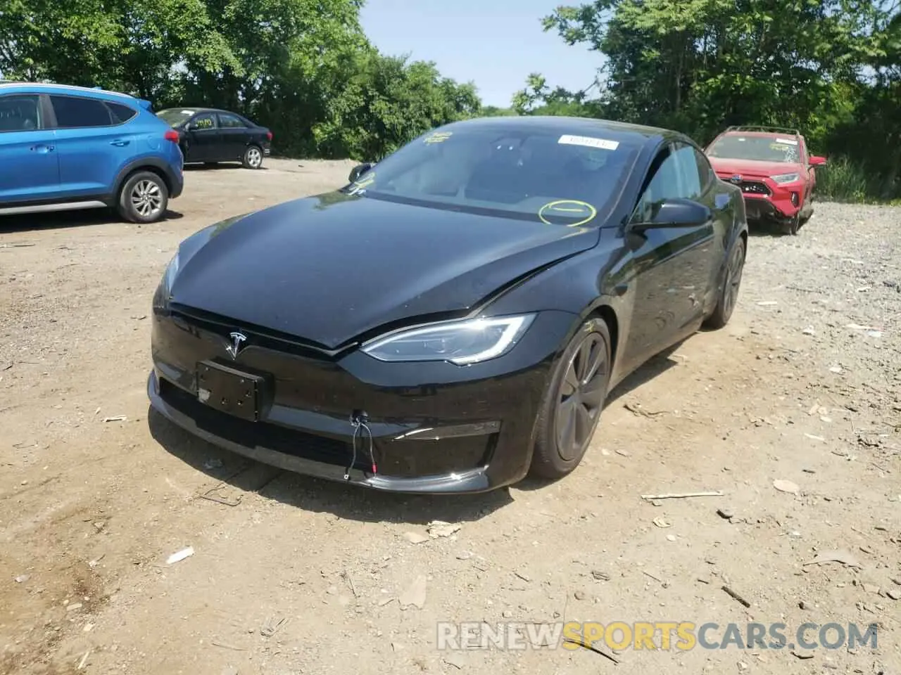 2 fotografías del automóvil dañado 5YJSA1E58NF476733 TESLA MODEL S 2022