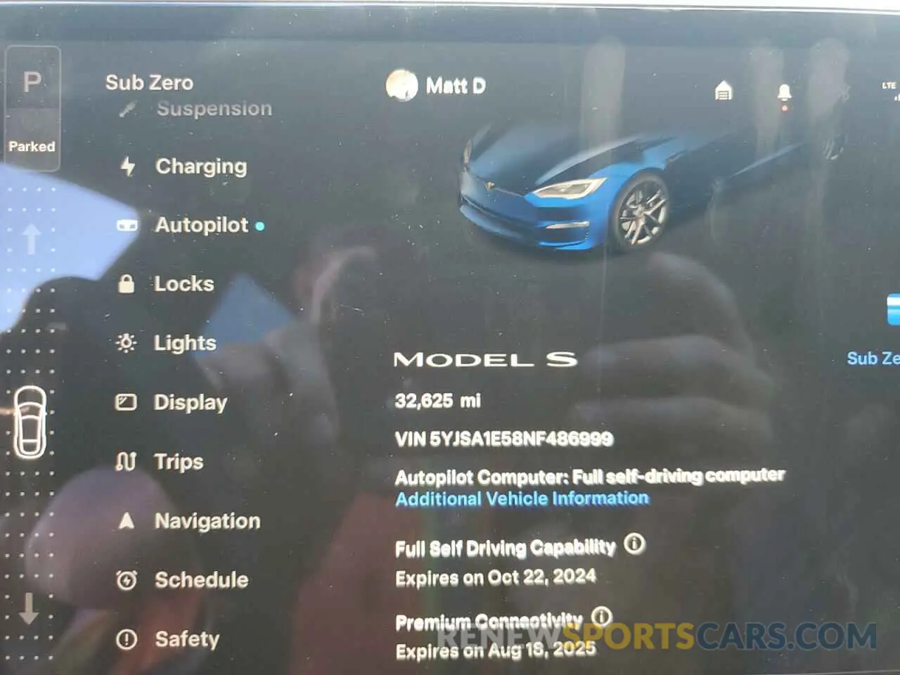 9 fotografías del automóvil dañado 5YJSA1E58NF486999 TESLA MODEL S 2022