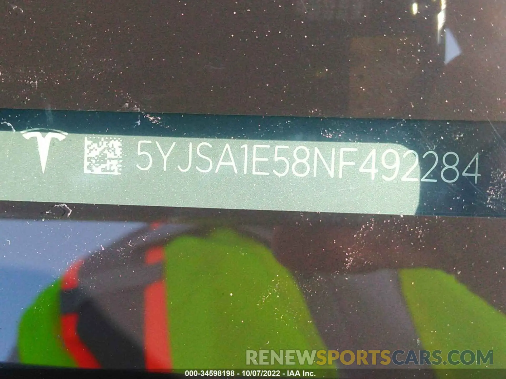9 fotografías del automóvil dañado 5YJSA1E58NF492284 TESLA MODEL S 2022