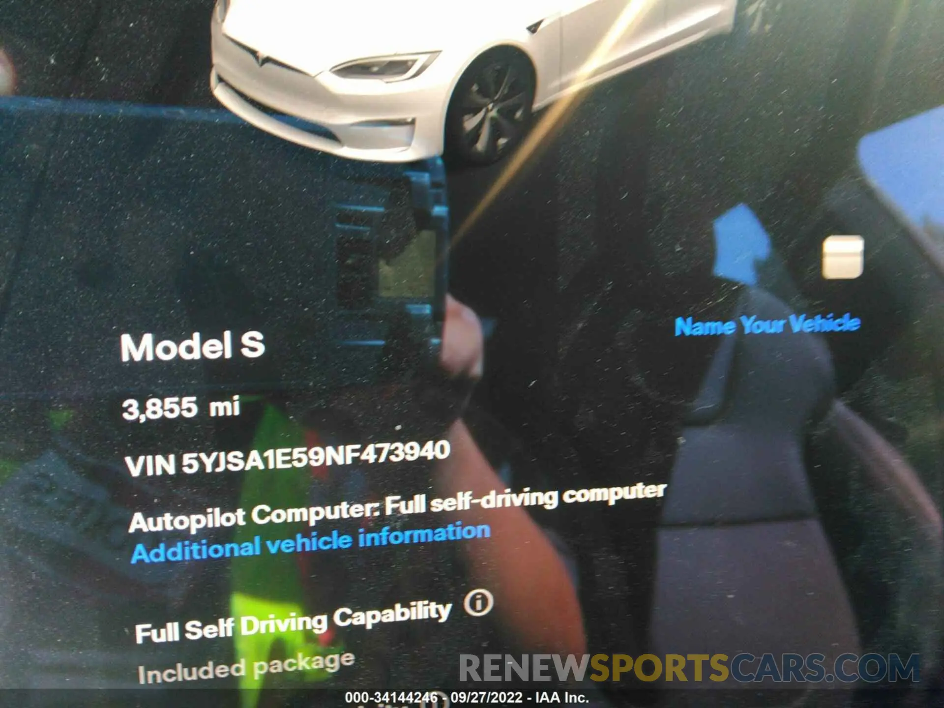 7 fotografías del automóvil dañado 5YJSA1E59NF473940 TESLA MODEL S 2022
