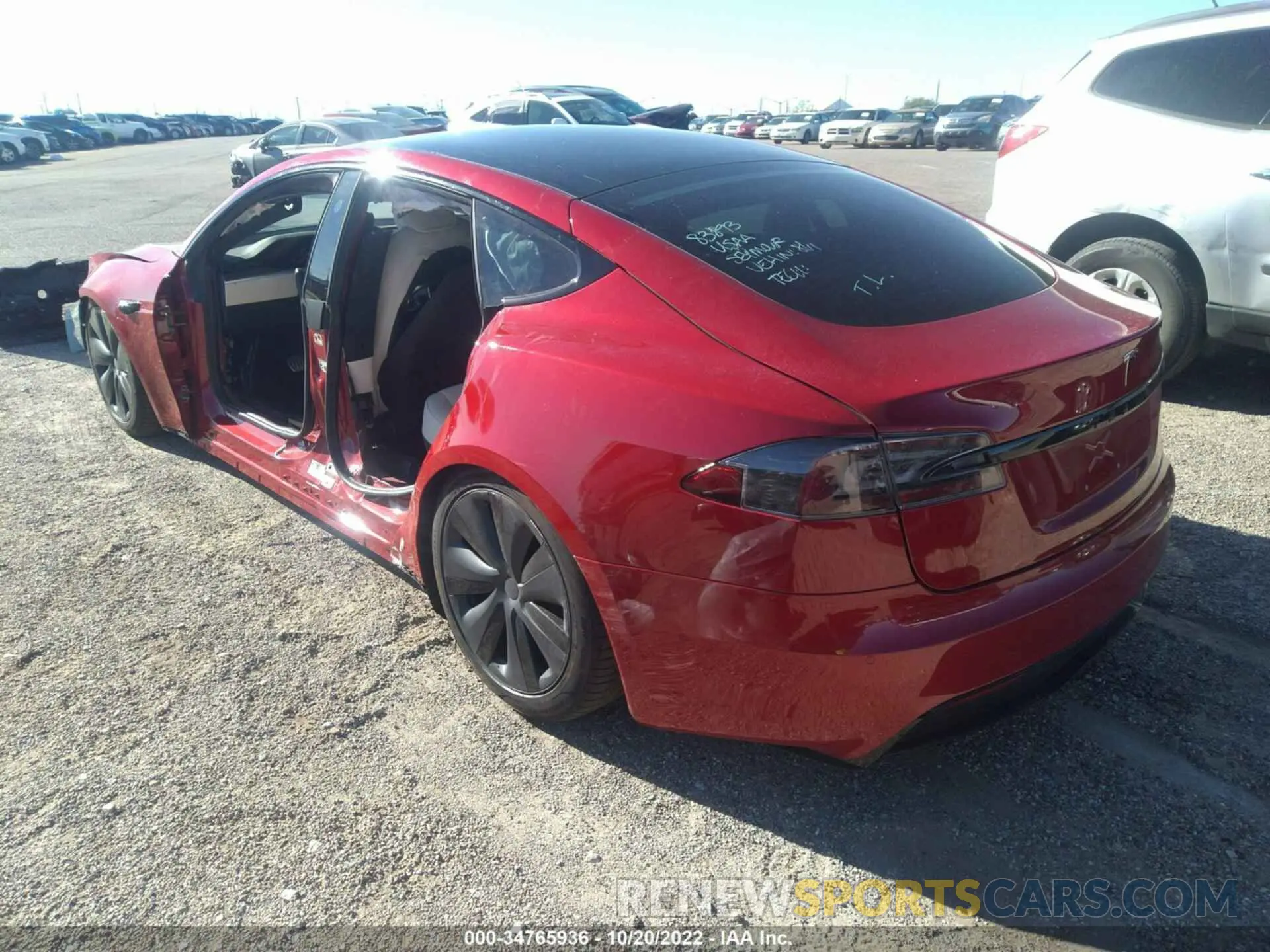 3 fotografías del automóvil dañado 5YJSA1E5XNF459531 TESLA MODEL S 2022