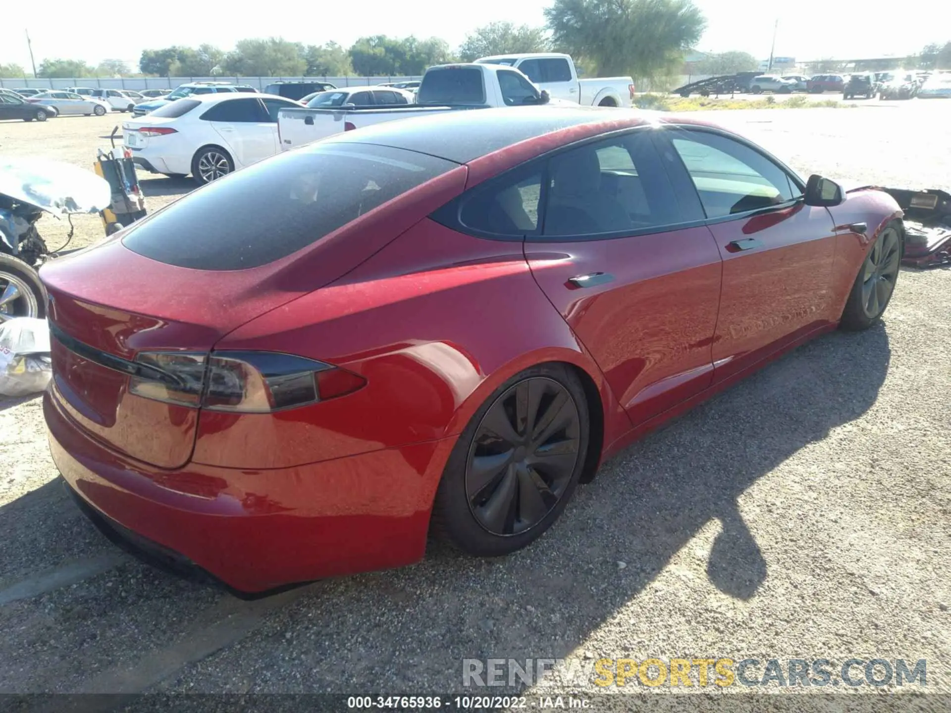 4 fotografías del automóvil dañado 5YJSA1E5XNF459531 TESLA MODEL S 2022
