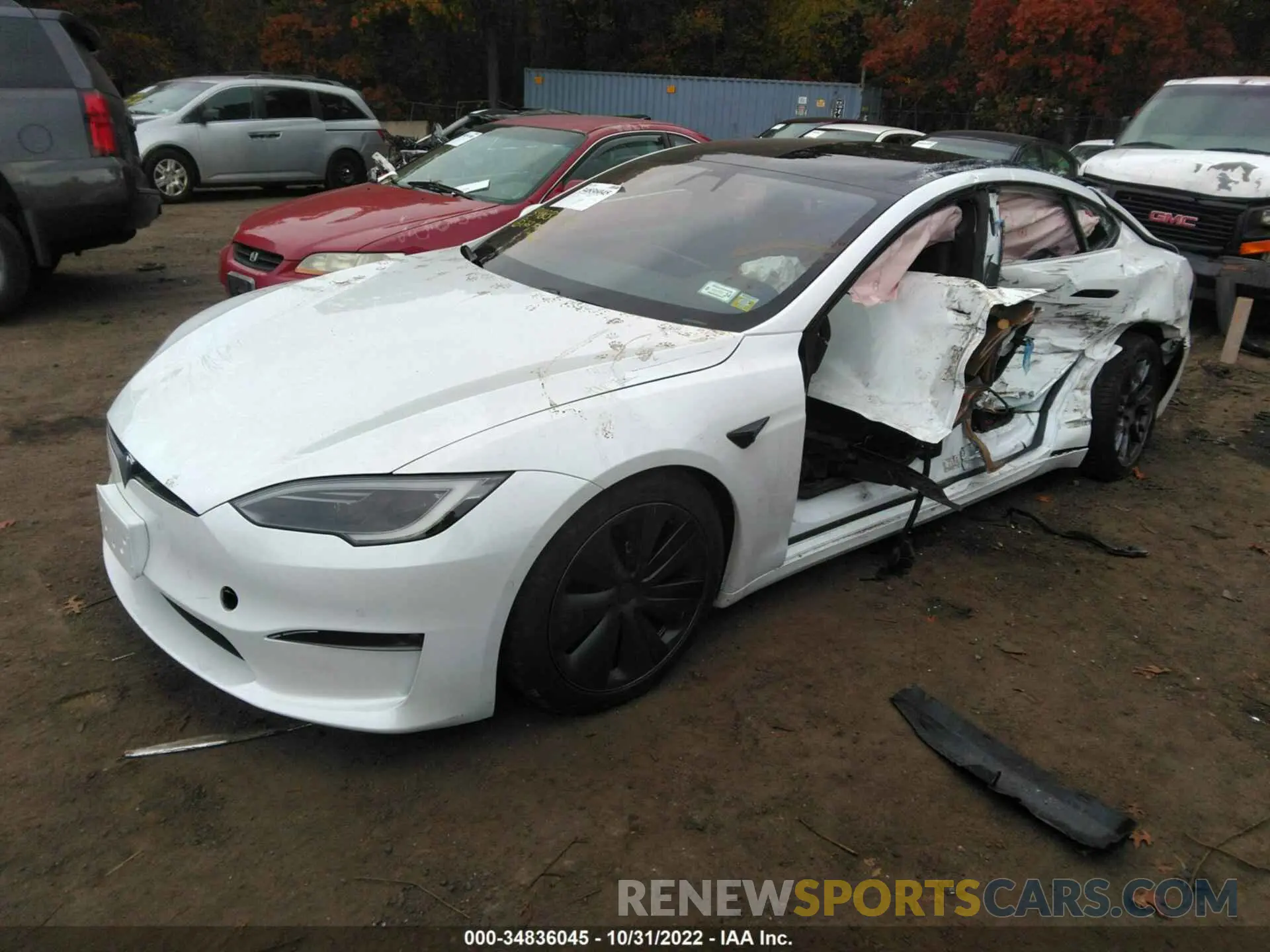 2 fotografías del automóvil dañado 5YJSA1E5XNF486423 TESLA MODEL S 2022