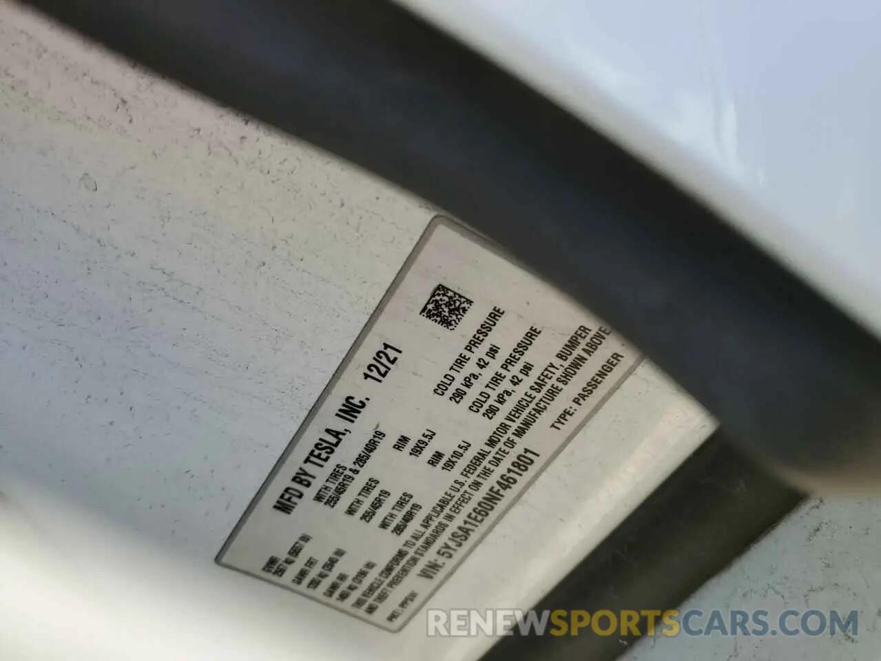 12 fotografías del automóvil dañado 5YJSA1E60NF461801 TESLA MODEL S 2022