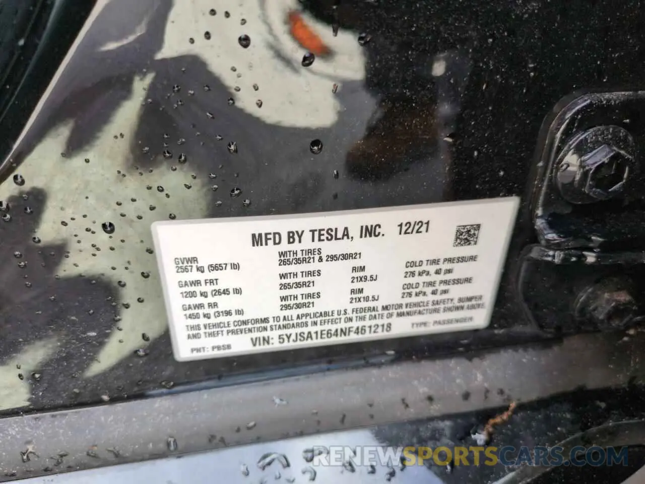 13 fotografías del automóvil dañado 5YJSA1E64NF461218 TESLA MODEL S 2022