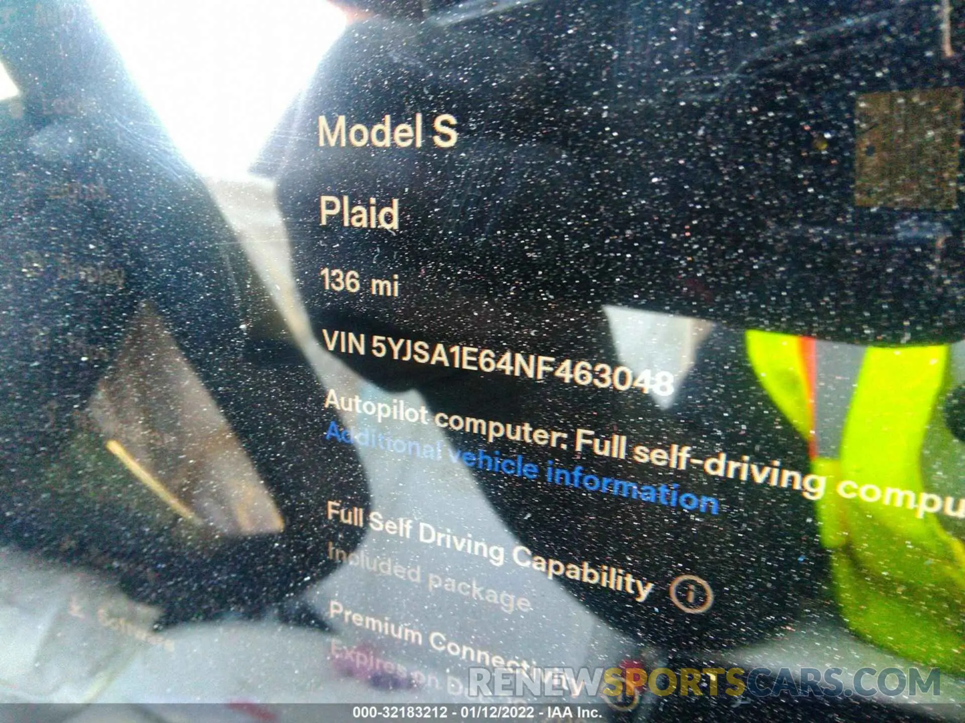 9 fotografías del automóvil dañado 5YJSA1E64NF463048 TESLA MODEL S 2022