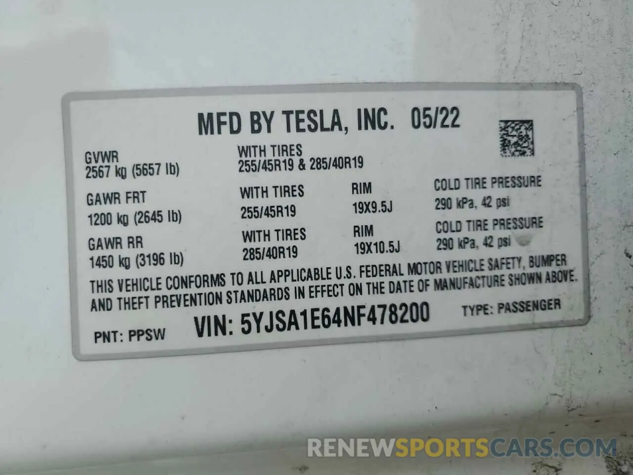 12 fotografías del automóvil dañado 5YJSA1E64NF478200 TESLA MODEL S 2022