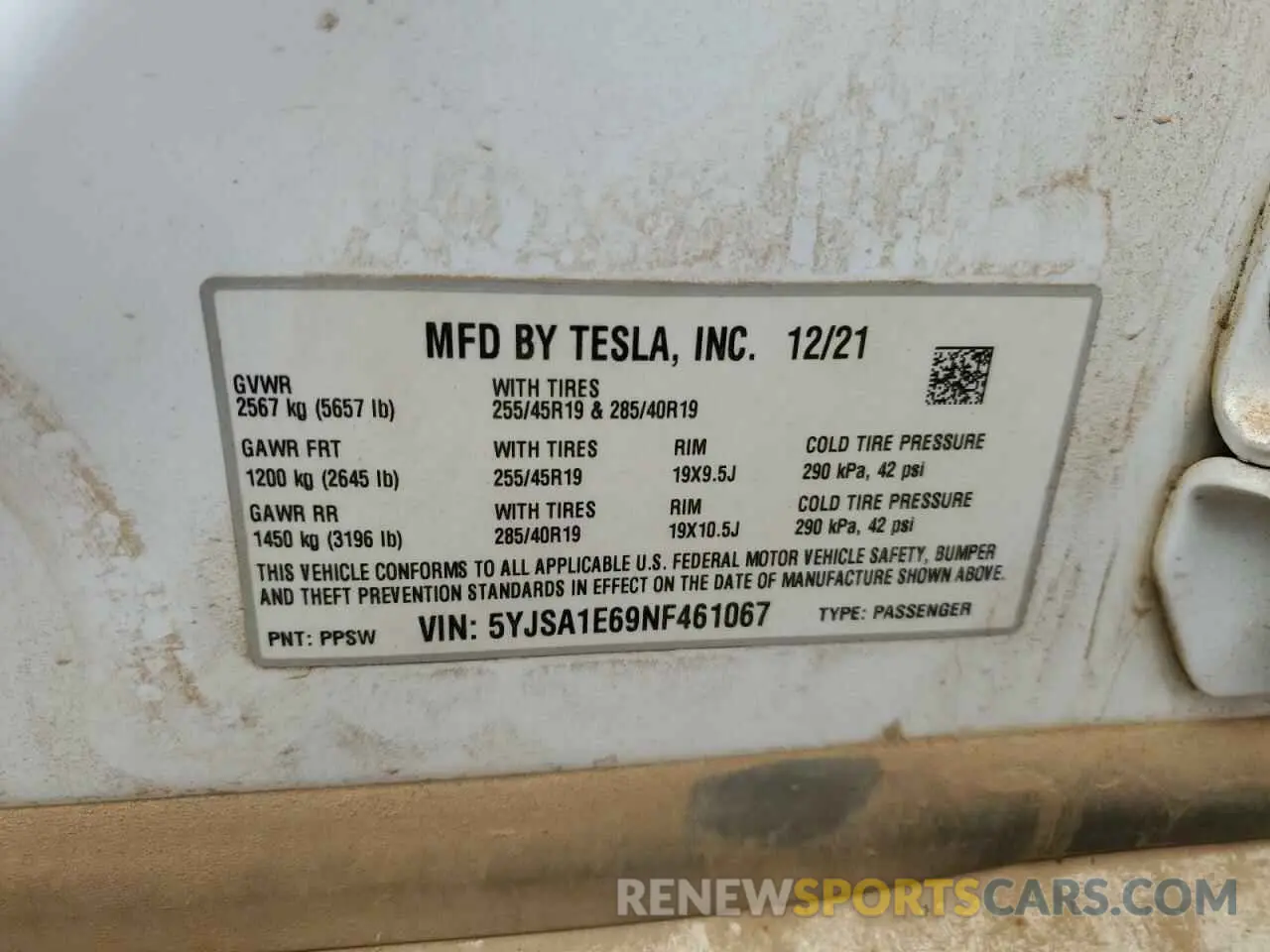 14 fotografías del automóvil dañado 5YJSA1E69NF461067 TESLA MODEL S 2022