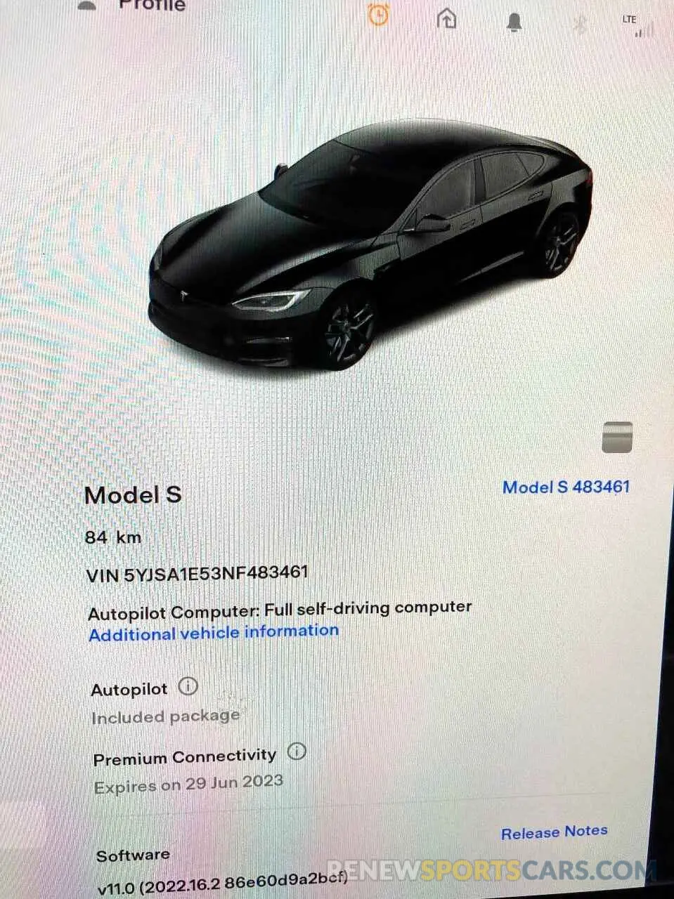 8 fotografías del automóvil dañado 5YSJA1E53NF483461 TESLA MODEL S 2022