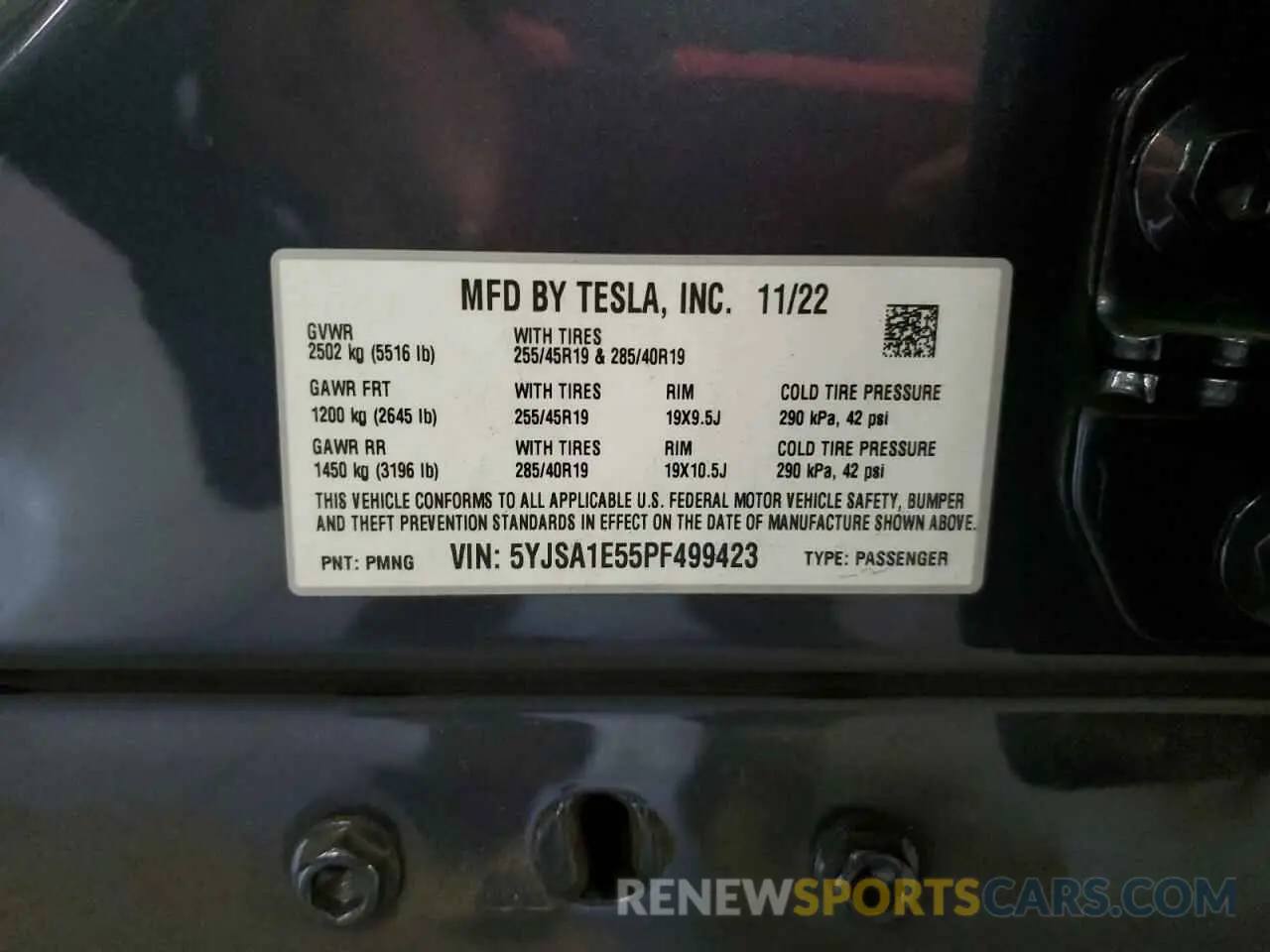 13 fotografías del automóvil dañado 5YJSA1E55PF499423 TESLA MODEL S 2023