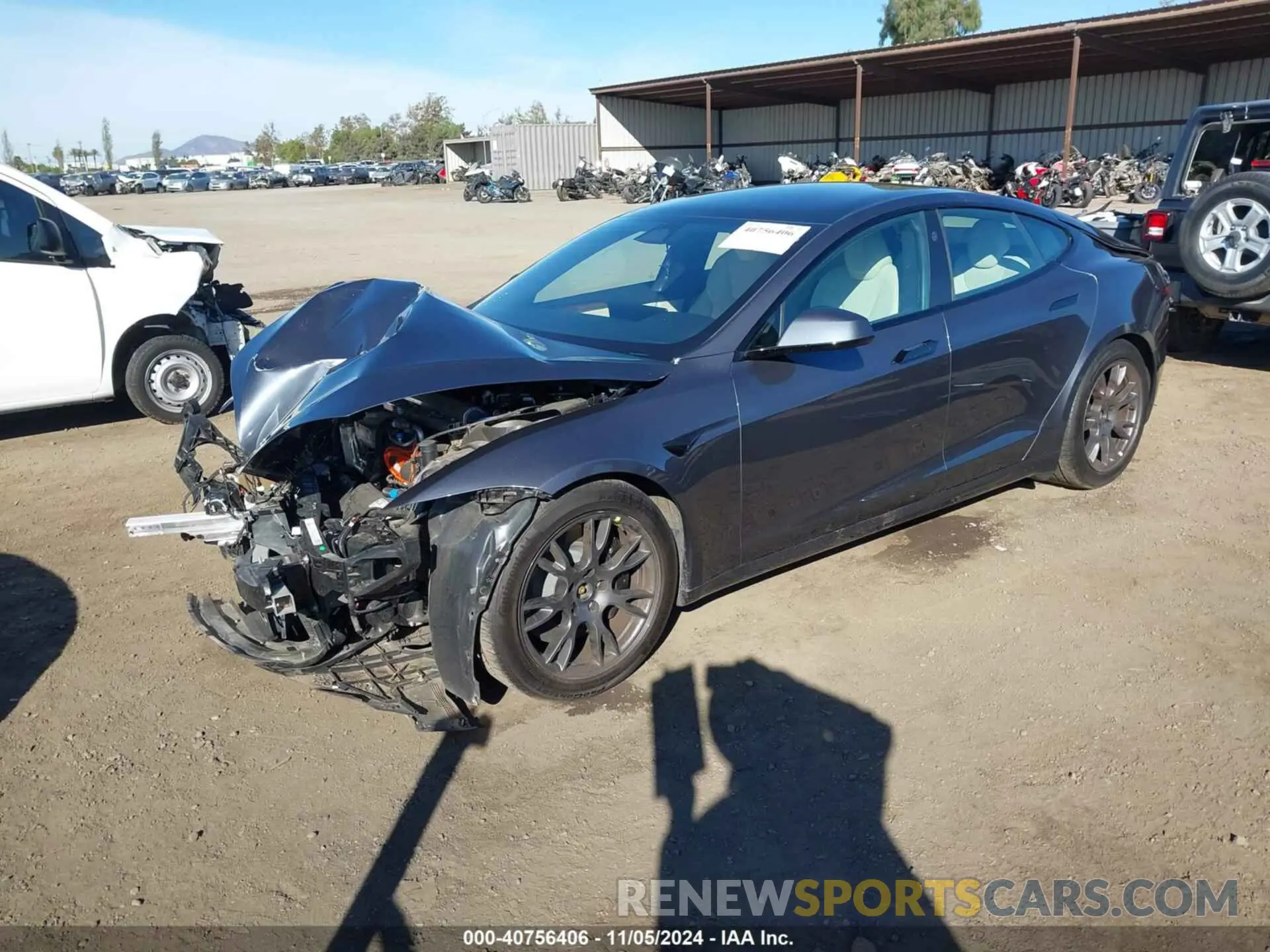 2 fotografías del automóvil dañado 5YJSA1E5XPF500341 TESLA MODEL S 2023