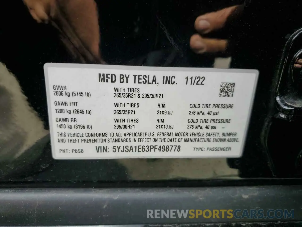 15 fotografías del automóvil dañado 5YJSA1E63PF498778 TESLA MODEL S 2023