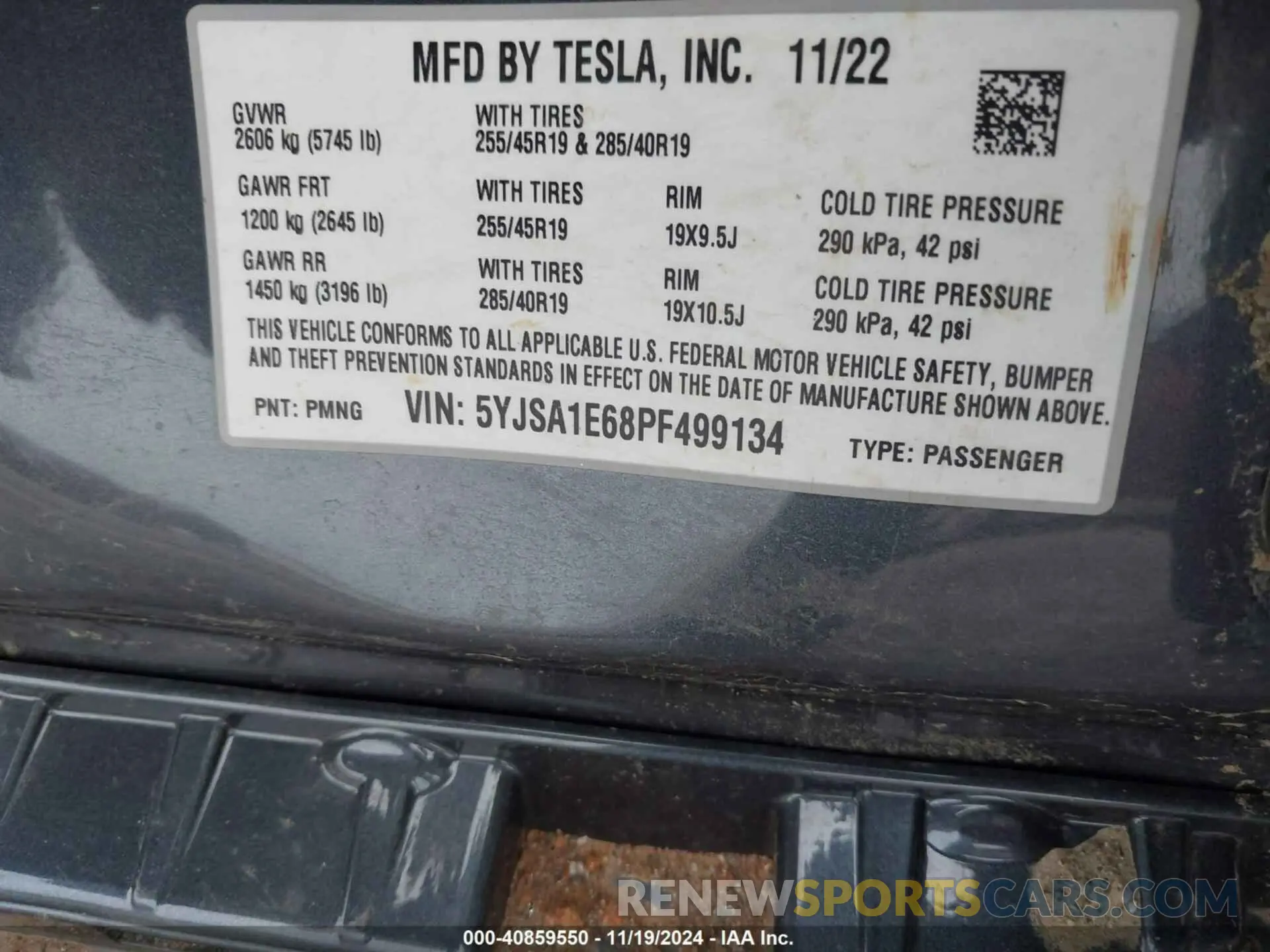 8 fotografías del automóvil dañado 5YJSA1E68PF499134 TESLA MODEL S 2023