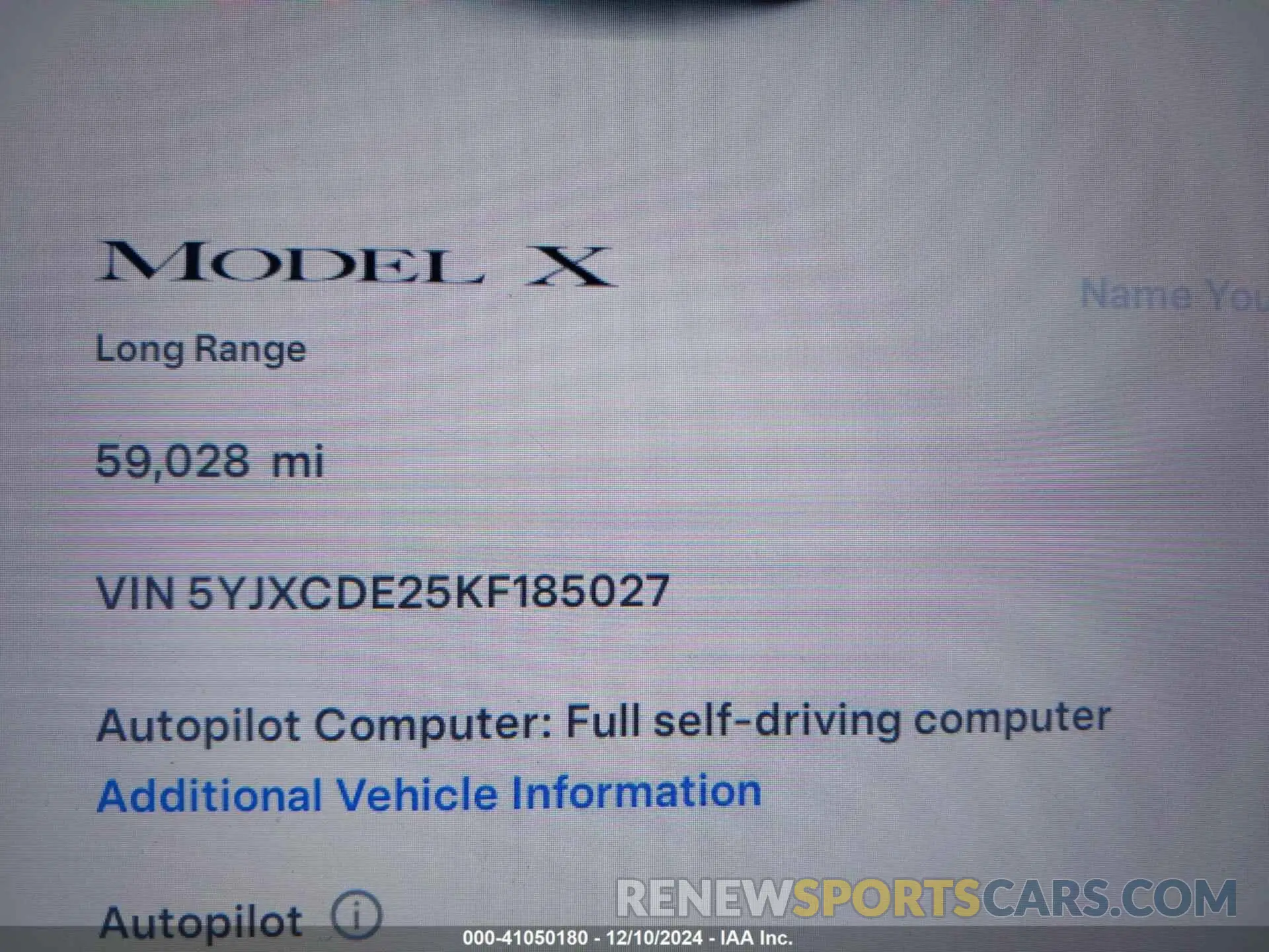 16 fotografías del automóvil dañado 5YJXCDE25KF185027 TESLA MODEL X 2019