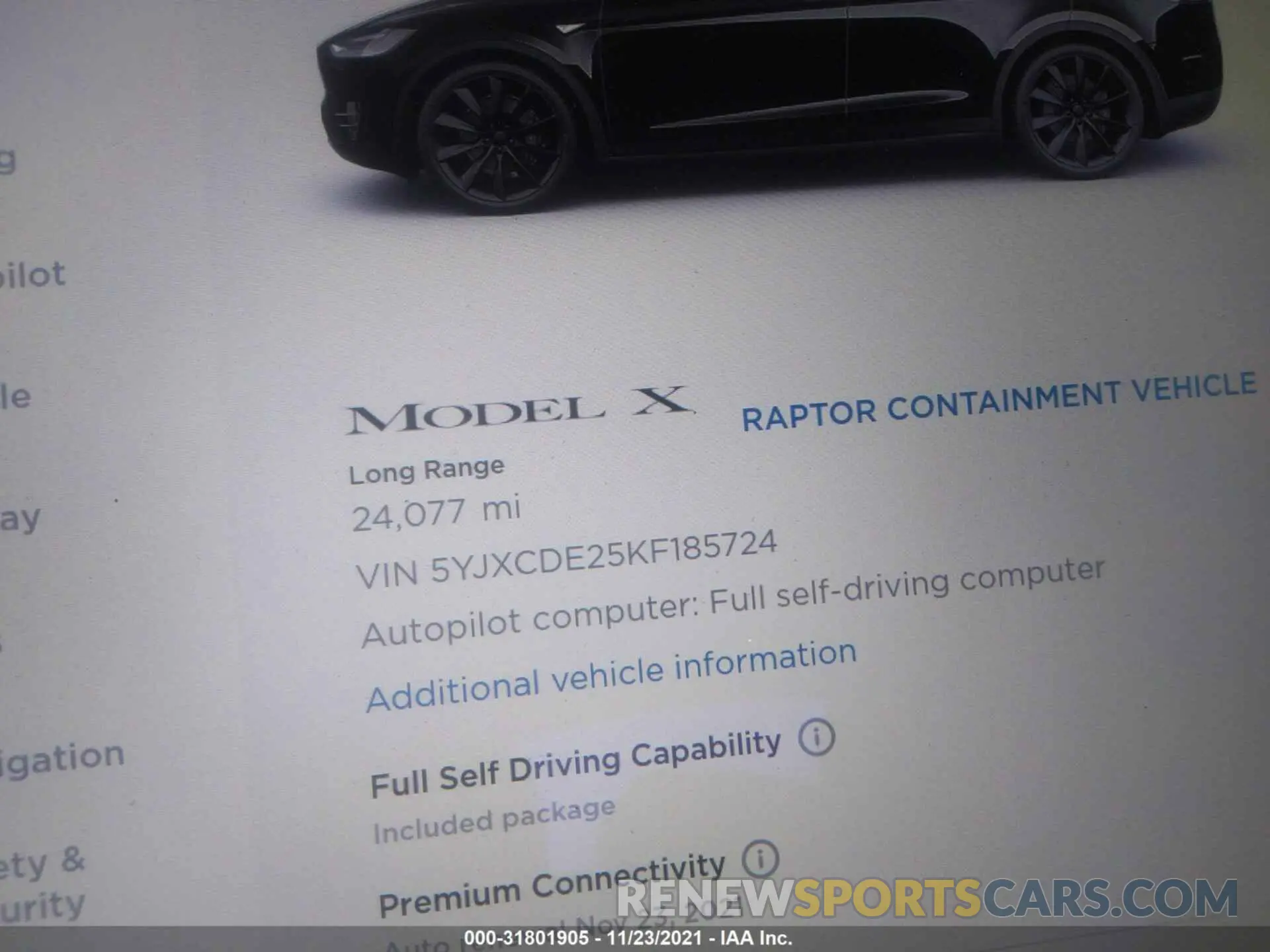7 fotografías del automóvil dañado 5YJXCDE25KF185724 TESLA MODEL X 2019